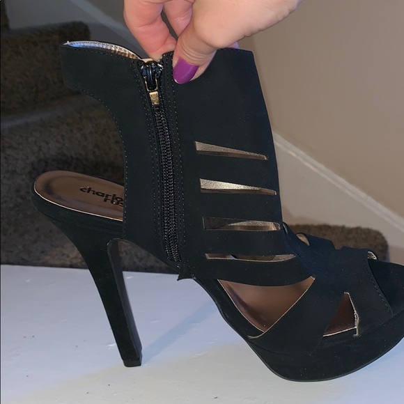Charlotte Russe black suede caged heels. - Picture 5 of 6